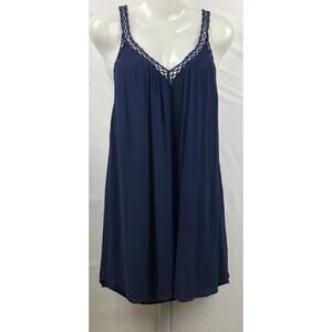 Lush Pleated Top Women M Blue Sleeveless Racerback Lace Straps Fully Lined